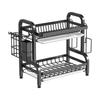 Space Saving 2/3-Tier Dish Rack: Black Kitchen Countertop Drainer with Drain Board, Modern Storage Organizer for Sink Area