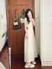 Elegant French Niche Backless Halter Strap Hollow Sleeveless Tie Long Dress