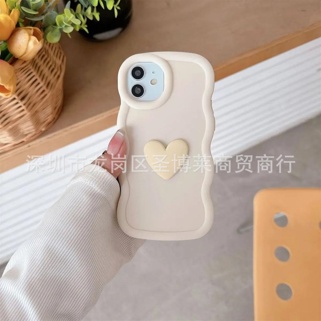 Three-dimensional Love Is Suitable for Apple 16promax Mobile Phone Case 15plus14 Anti-drop 13 Wavy Pattern 12 Soft Cover