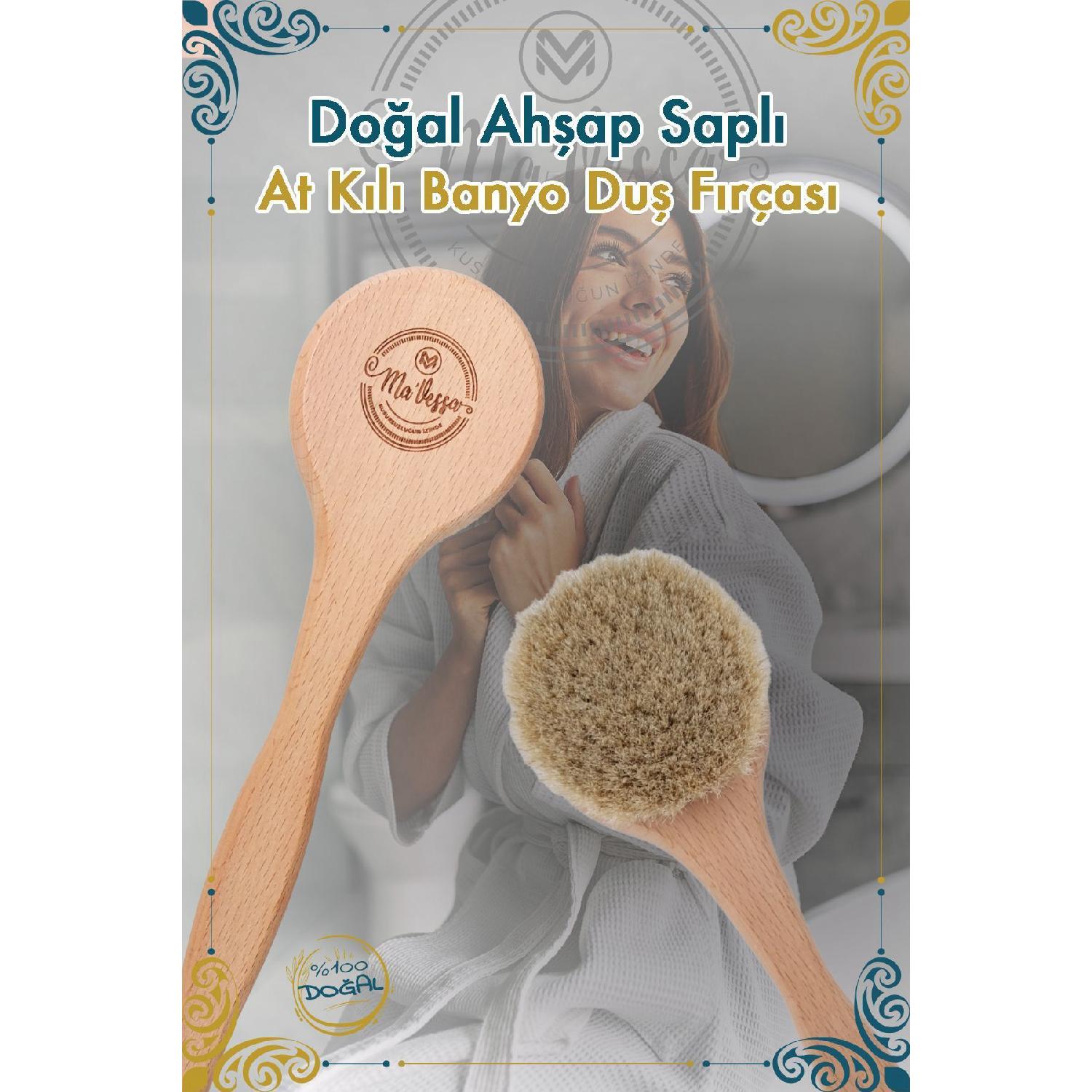 

100% Natural Horsehair Wooden Handle Bath Shower Brush