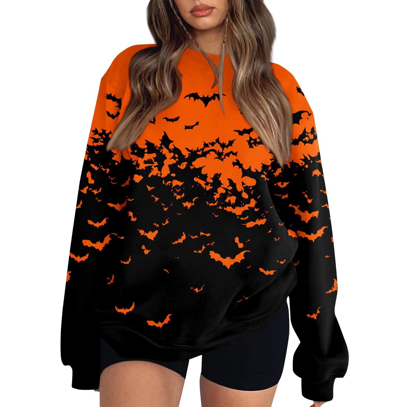 

Women s Fashion Casual Long Sleeve Halloween Printed Neck Sweatshirt Top M червоний