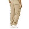 Men's Spring and Autumn Solid Straight Legged Cargo Pants Casual Multi-Pocket Long Pants Loose Fit Outdoor Fitness Trousers
