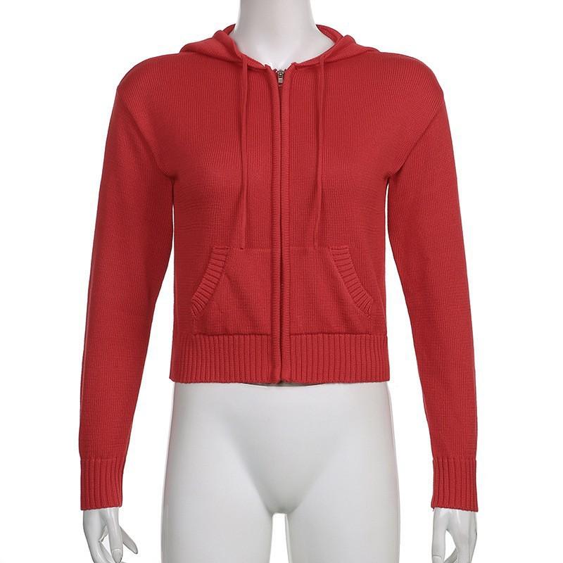 Ležérní mikina s kapucí Dámská Podzim Zima Dlouhý rukáv Základní pletený svetr Bunda pro ženy Módní Jednobarevné Zapínací kardigany Kabáty Dámské oblečení 25067