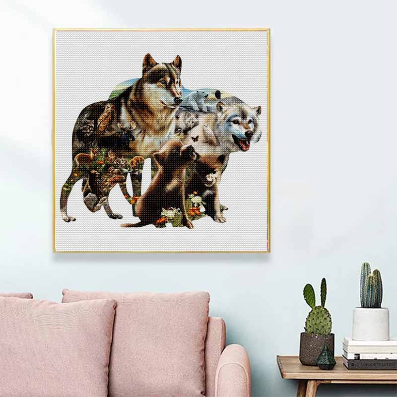 New Arrival 5D DIY Full Circle Diamond Painting "Wolf" Embroidery Cross Stitch Home Decor Gift