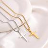 Men's Twist Chain Double Layer Cross Pendant: Titanium Stainless Steel, Non-Fading, High-End Fashion Versatile Necklace.