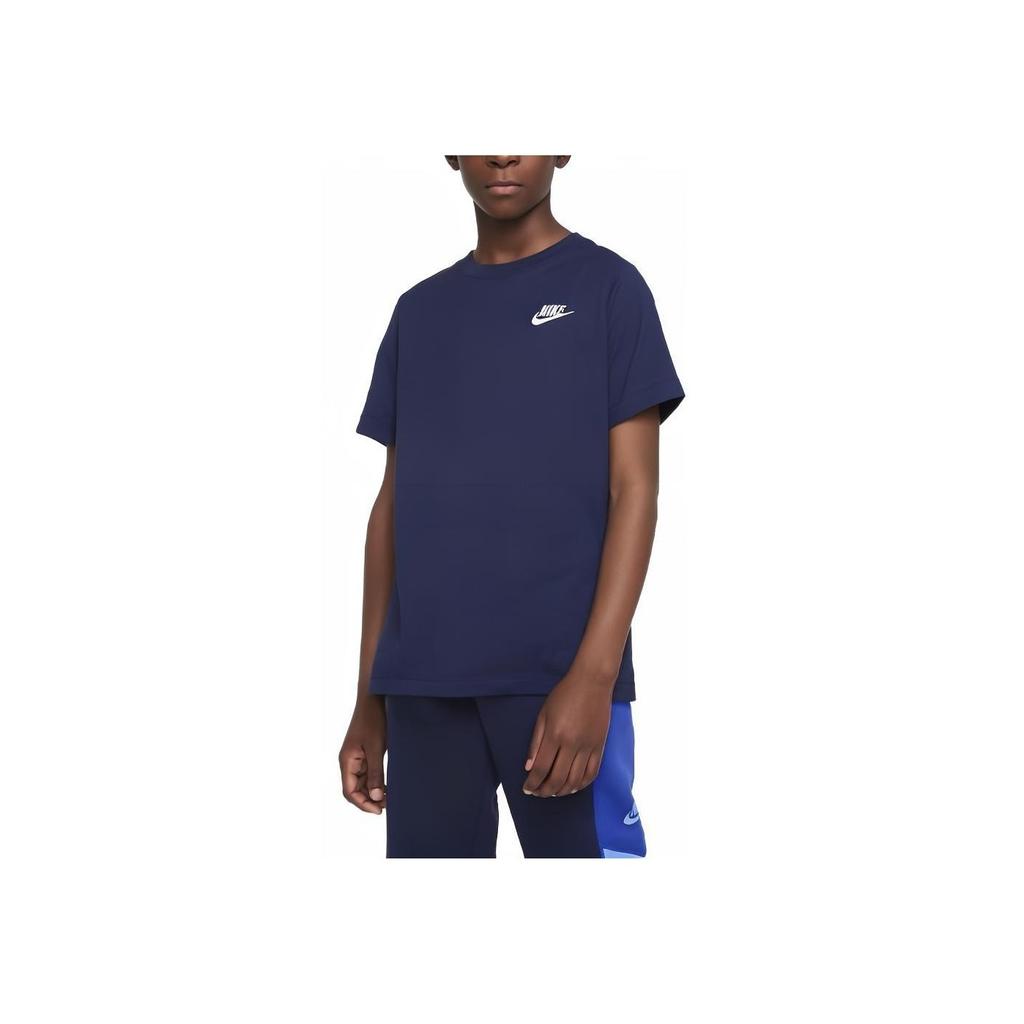 Nike Kids Sportswear Logo Embroidered Short Sleeve T-Shirt Kids Tops Navy-Blue AR5254-411