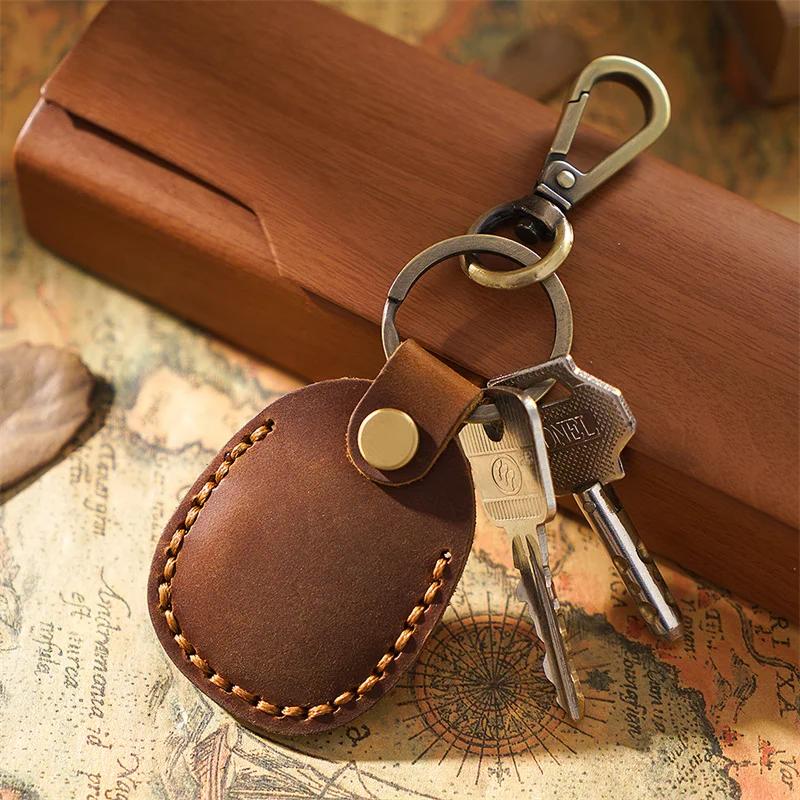 For Apple Air Tags Protective Case Retro High Quality Leather Keychain For Apple Anti-lost Tracker Locator Device Accessories