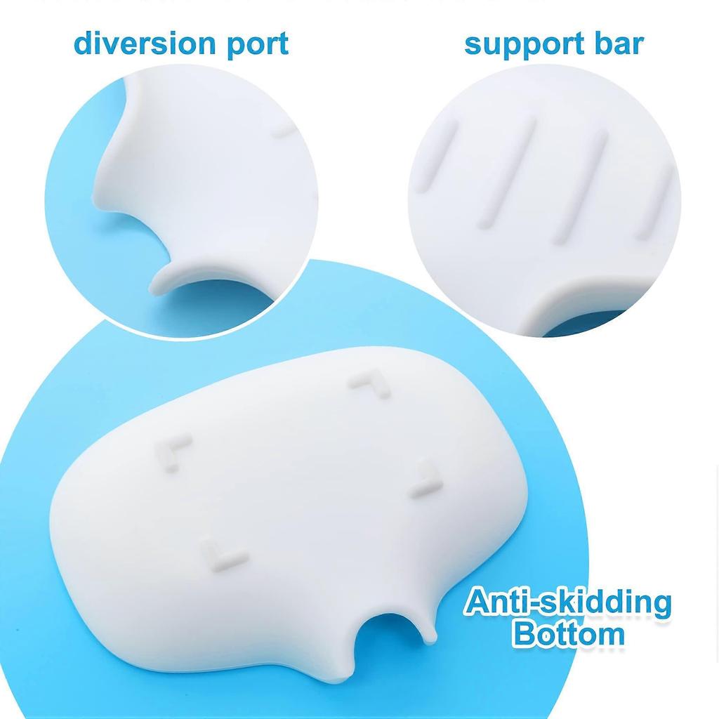 2 Silicone White Soap Dish, Self Draining Soap Holder, Soap Dish for Bathroom Shower Kitchen