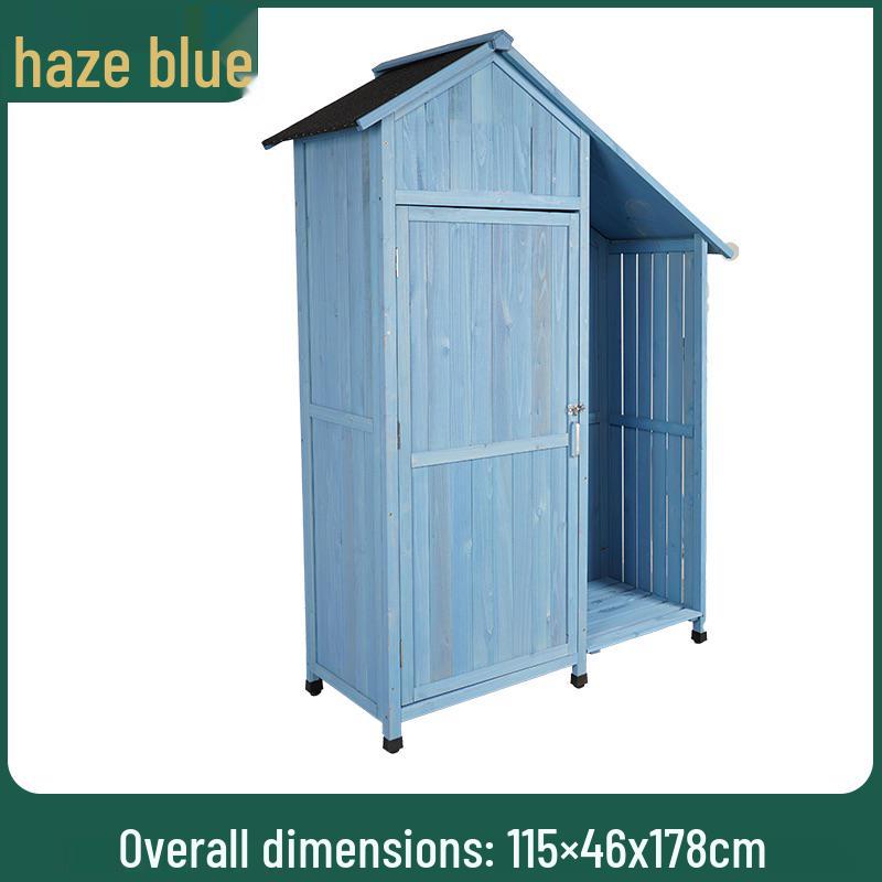 Waterproof Outdoor Wooden Storage Cabinet for Garden Tools - Anti-Corrosion and Sun Protection, Ideal for Courtyard and Balcony Use.