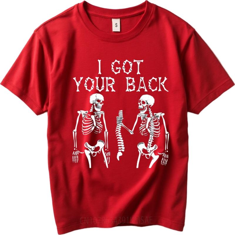 Daily Wear summer Men tshirt I Got Your Back Skeletons Holding Spine Short Sleeve Travel Crew Neck Tshirt Casual Tshirt S