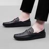 Men's One-pedal Set of Feet Lazy Shoes Leather Soft-soled Doudou Shoes Soft-soled Leather Shoes Versatile Fashion British Casual Shoes