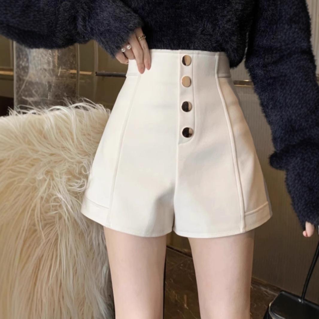 

2024 Spring/Summer High Waist Wide Leg Slimming White Booty Shorts for Women M [90-104 lbs]