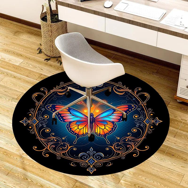 1pc Enchanted Butterfly Mandala Round carpet, Perfect for Decorating Chairs, Living Rooms, Or Bedrooms, for Living Room.180