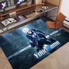 Custom Name Crystal Velvet Rug,Blue Lock Comfortable Anti Slip Floor Mat For Room Decoration