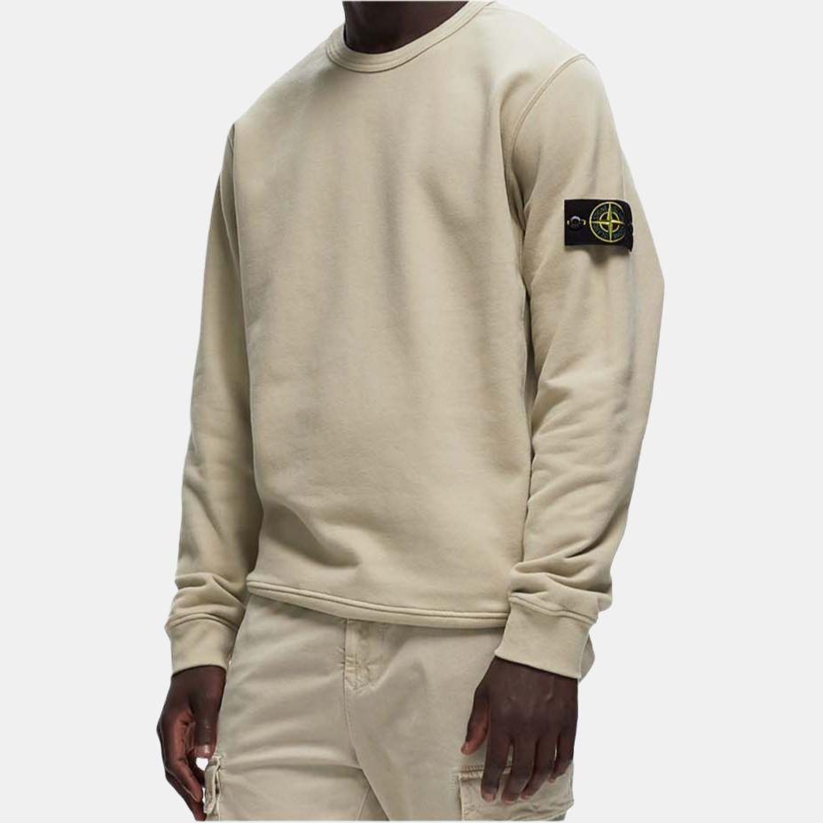 STONE ISLAND FW24 Letter Logo Pullover Crewneck Long Sleeve Sweatshirt Men Sweatshirt Beige 811562420-V0097