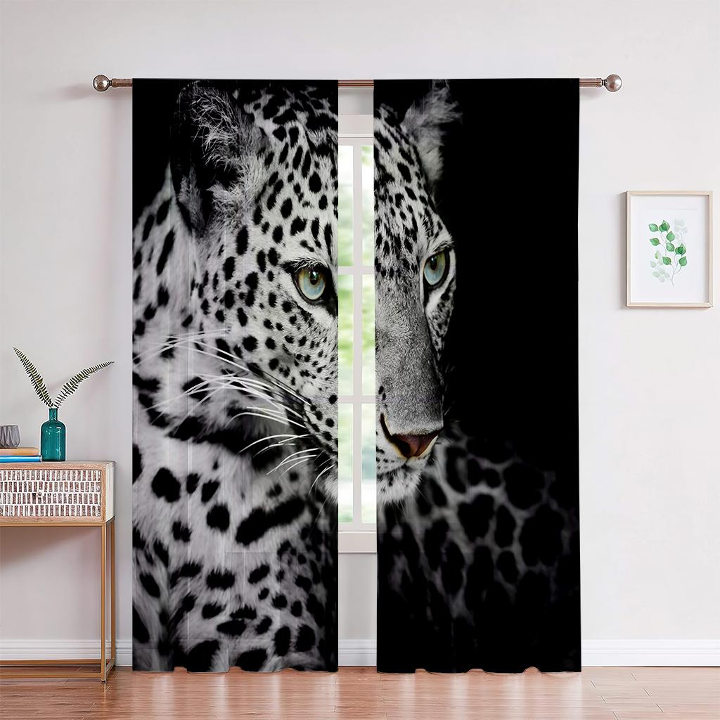 3D Animal Lion King Curtains, Children's Favorite Tiger Curtains, Bedroom Decor, 2 Panels, Home Decor