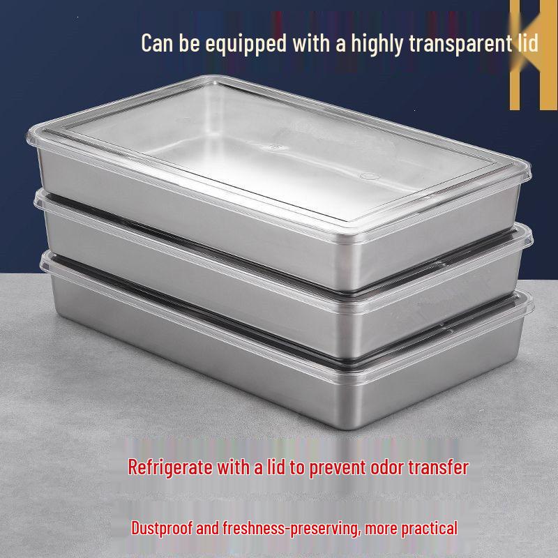 Tiramisu Stainless Steel Baking Plate with Lid - Large Rectangular Dessert Mold
