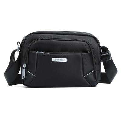Men's Business Single Shoulder Bag Black Crossbody Bag Simple Fashion One Shoulder Zipper Bag Small Trave Bag for Youth