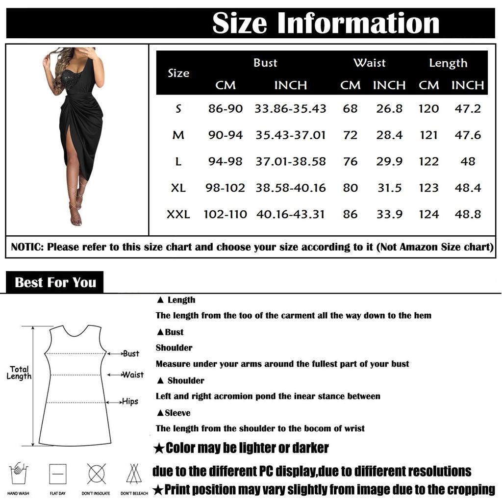 Damen-Abendkleid, einfarbig, sexy, mit Pailletten, Schlitz, Maxi, gesmokt, One-Shoulder-Abendkleid