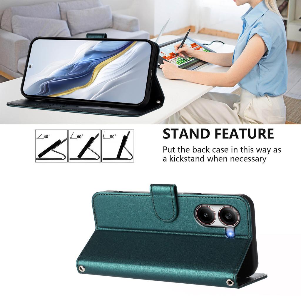 For Xiaomi Redmi Turbo 4 5G/Xiaomi Poco X7 Pro 5G Leather Case Wallet Stand Phone Cover with Wrist Strap