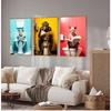 Cute Raccoon In The Bathtub Posters Funny Animals Dog Elephant Monkey On Toilet Bathroom Wall Art Canvas Painting For Home Decor