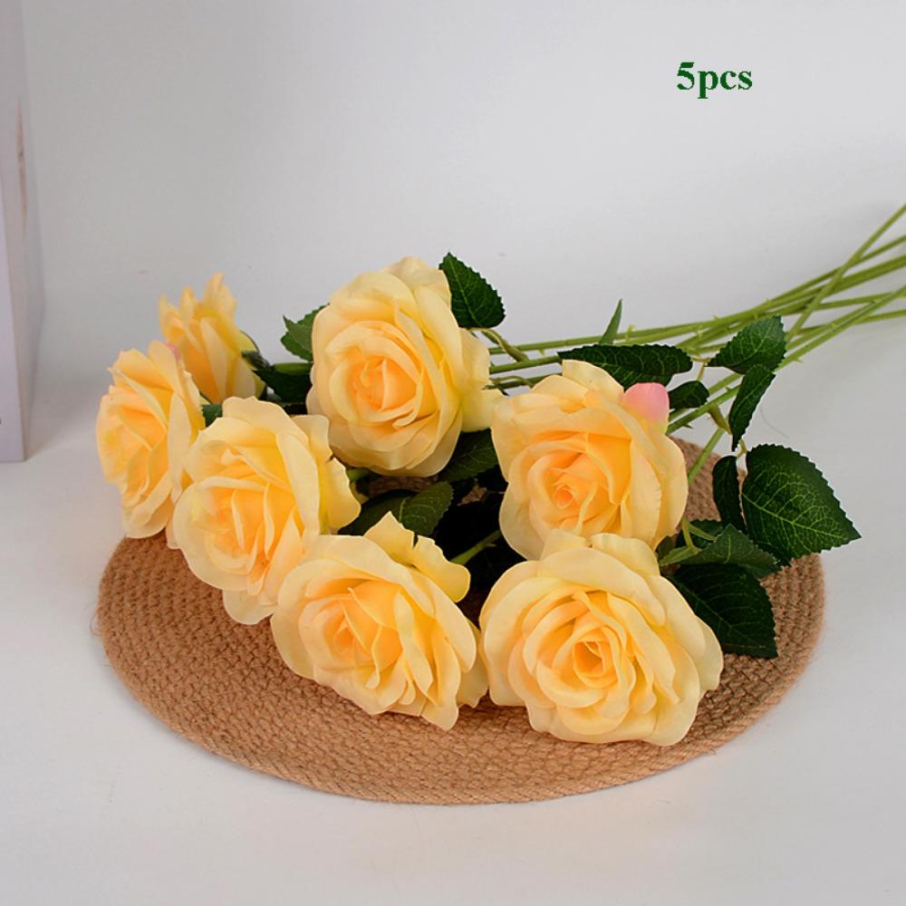 

5pcs New 6 Colors Simulated Rose DIY Party Decoration Festival Supplies Vintage Silk Rose Wedding Fake Flowers Home Decor оранжевый