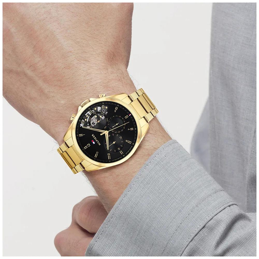 Tommy Hilfiger Baker Schwarzes Zifferblatt Gold Edelstahlarmband Herren-Quarzuhr 1710447