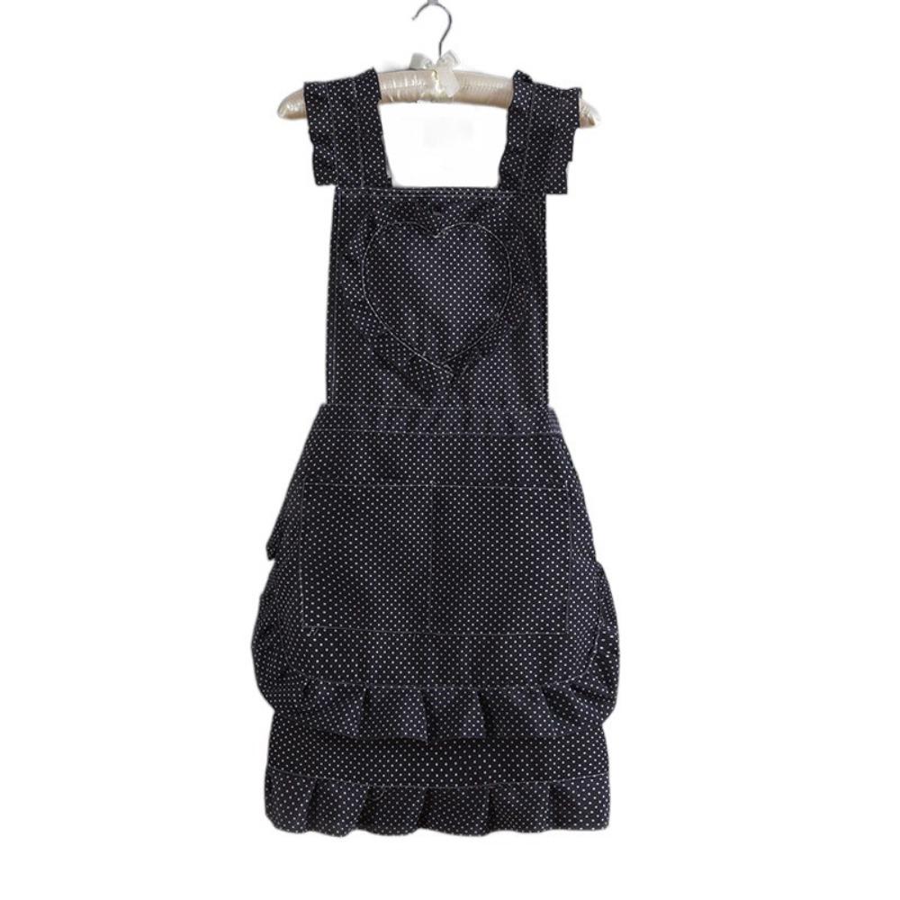 

Милый холщовый женский кружевной фартук, маслостойкий, в стиле платья принцессы, поварской фартук, пятноустойчивый фартук для готовки, летняя одежда чёрный