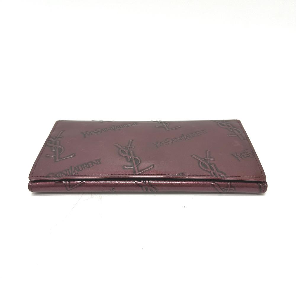 Yves Saint Laurent Carteira Longa Bifold com Fecho de Beijo com Padrão YSL por todo