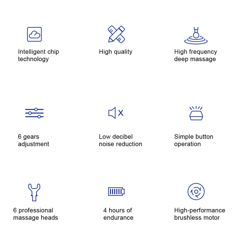 6 Heads Electric Muscle Massager Portable Fascia Relaxation Pain Relief Massage InstrumentBlack EU