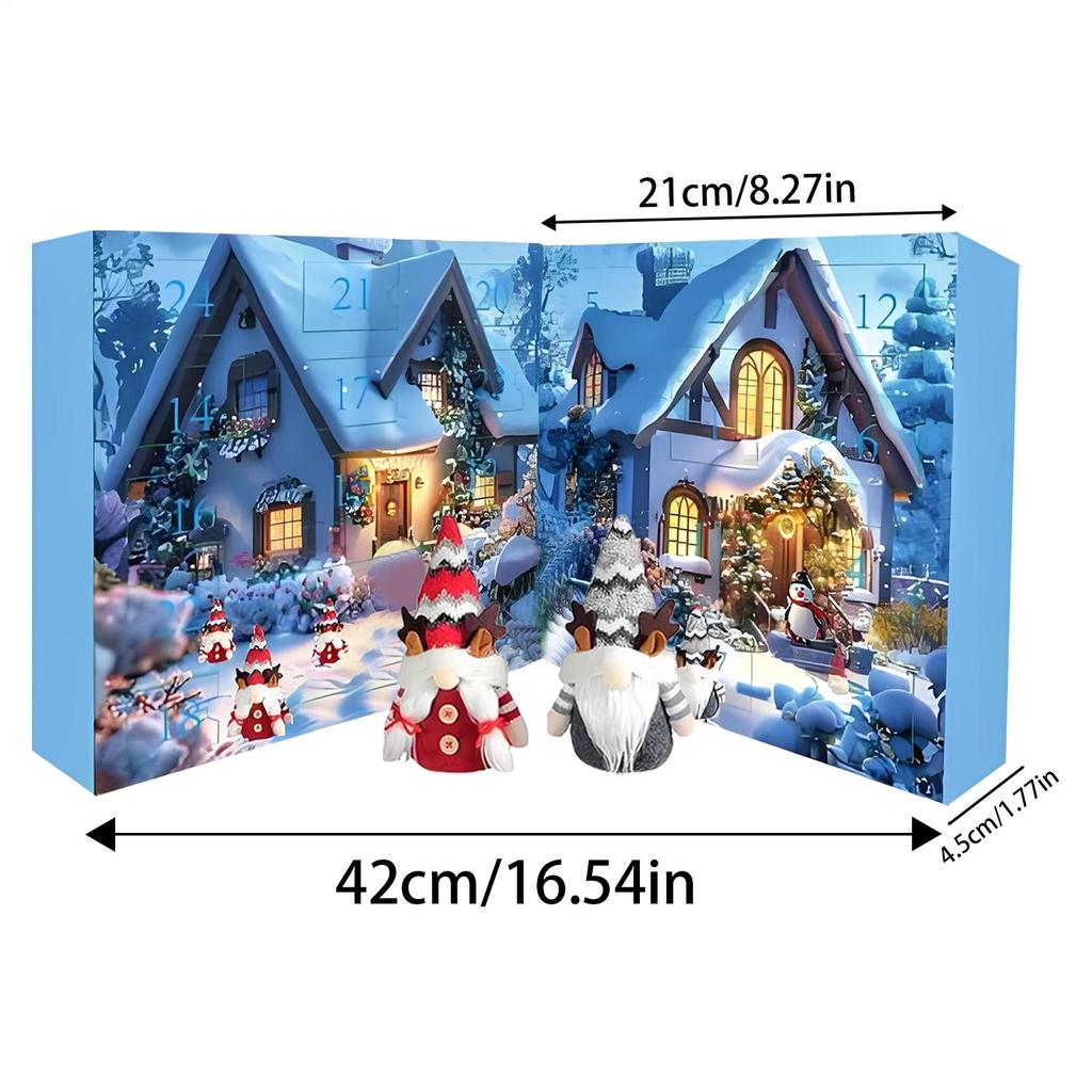 24PCS Countdown Calendar Advent Christmas Gnome 24 Days Countdown Calendar Collectible Home Decor Plush Toys for December