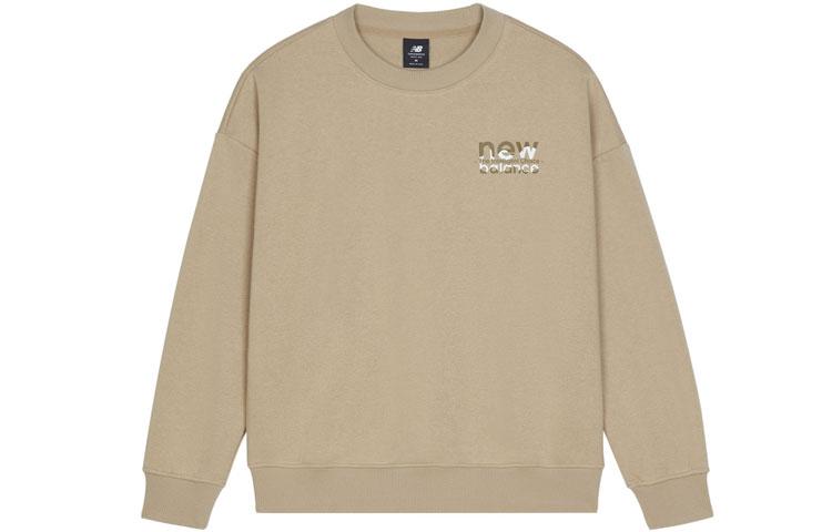 New Balance Sweatshirts Women s Khaki Crew Neck Moderate Regular AWT13349-HNA S