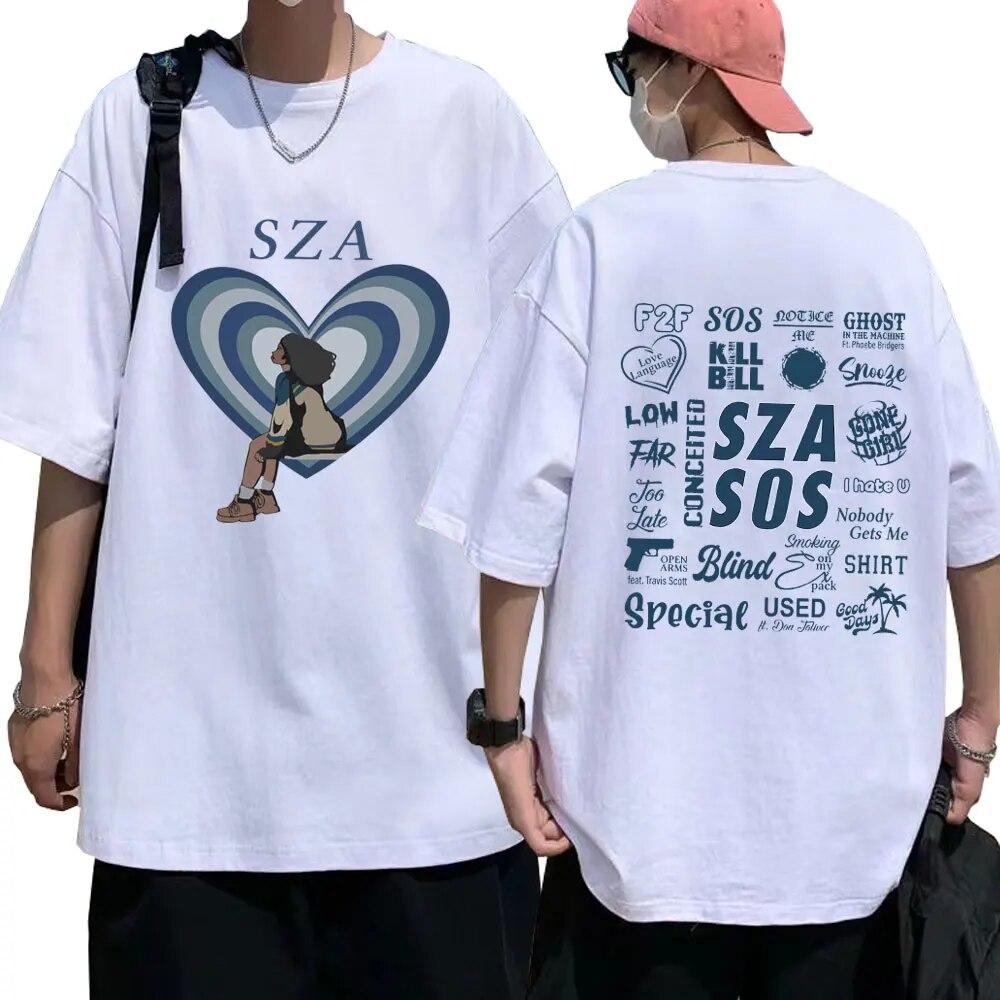 SZA New Music Album SOS Tshirt Unisex Women Oversized Fashion T Shirts Hip Hop Harajuku Casual Cotton Summer T-Shirt Streetwear Y2K