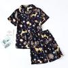 Women's Summer Short Sleeve Pajama Set - Loose Fit, Plus Size, Two-Piece with Shorts