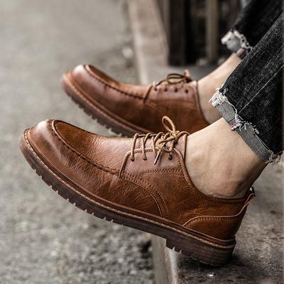 Tide Herren Büro Business Leder Wanderschuhe Männliche Studenten Dicker Boden Lässige Derby-Schuhe