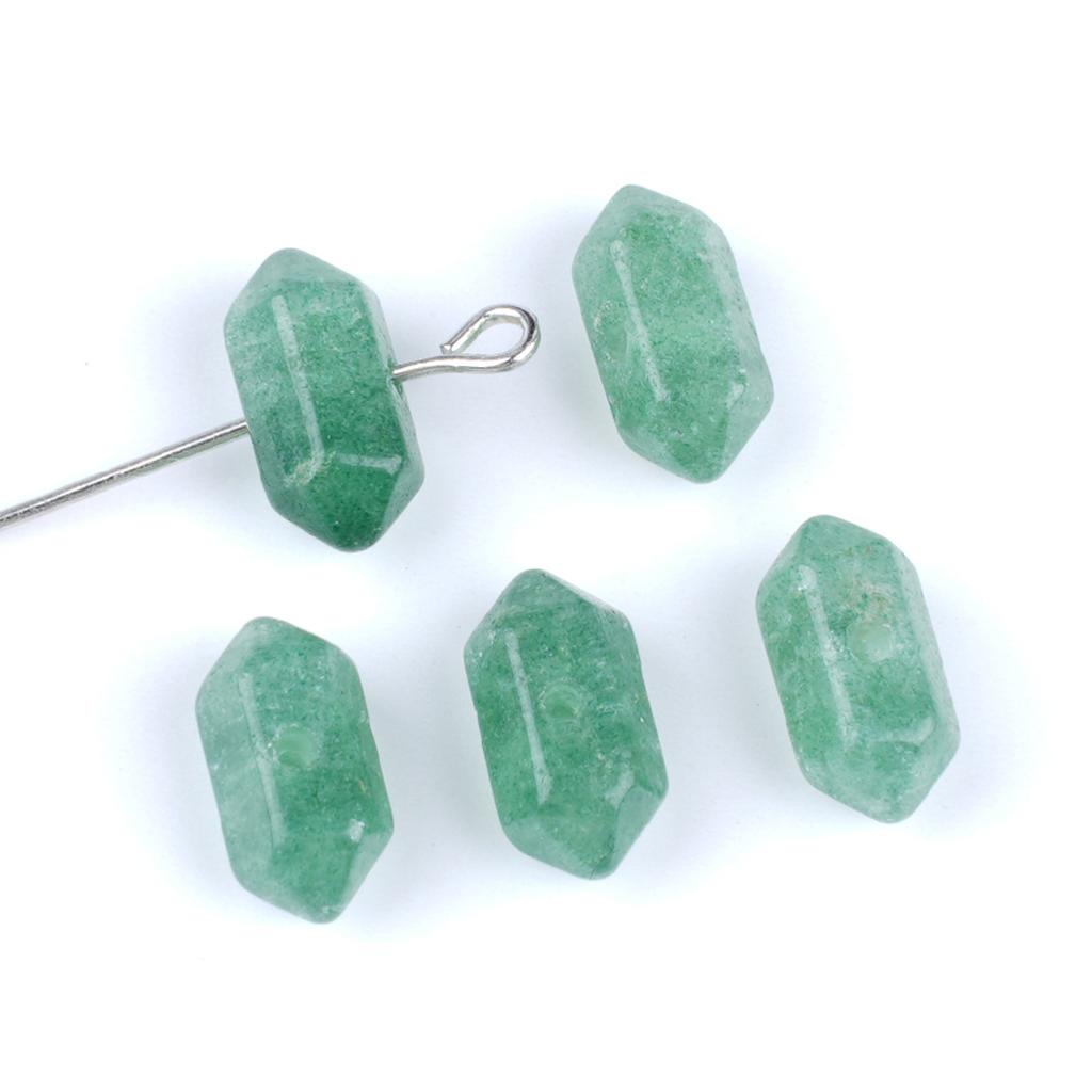 Pack of 5 Mini 12*6mm Center Hole Hex Prism Gemstone Beads Healing Crystal Double Point Spacer Beads For Handmade Craft Supplies