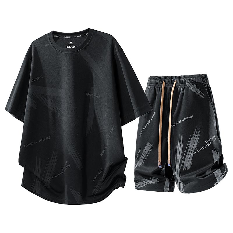 Two-piece Set Of Short-sleeved Shorts, Loose And Breathable Casual Running Fitness Suit