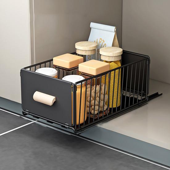 Pull-out Storage Rack Large Capacity Drawer Design Multipurpose Slide-Out Under-Sink Organizer Bathroom Storage Shelves