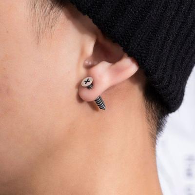 Kolczyki Fake Plug w Kształcie Śruby | Punkowy Industrialny Styl Biżuteria Fake Piercing dla Mężczyzn i Kobiet