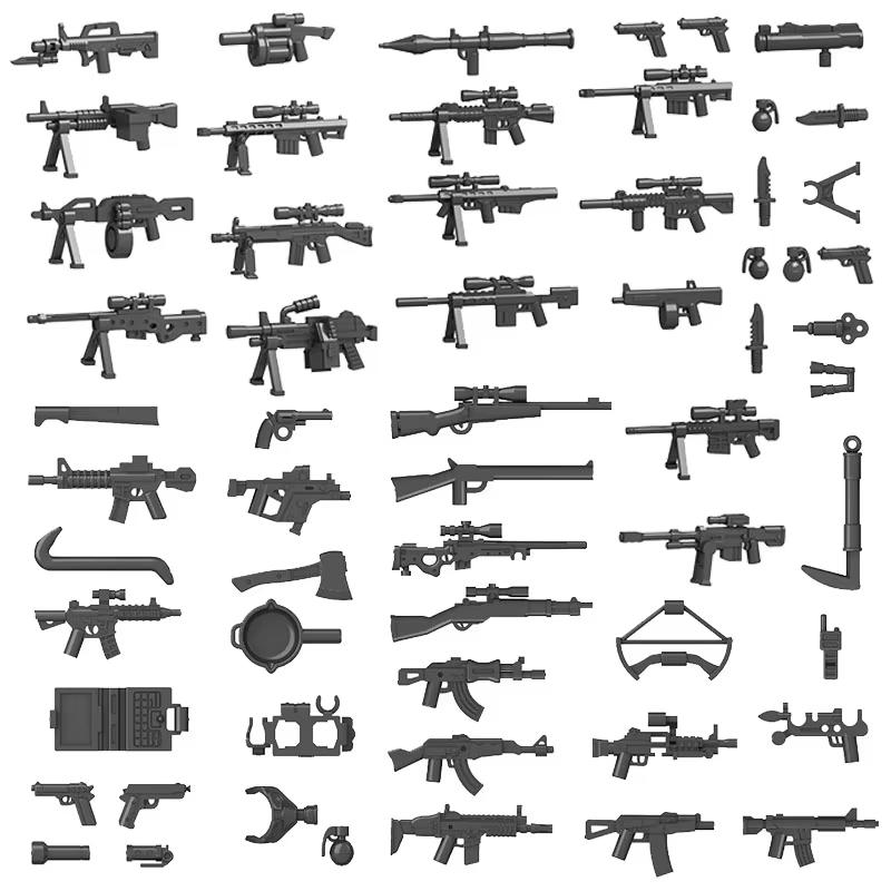 Military Building Set USA Army Figure Soldi Roadblock Sentry Post Mortar Sandbag Weapons Box 7061A Mini Brick Gift Toy K040