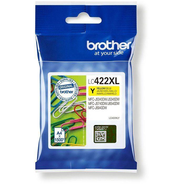 Cartouche LC422XLY - BROTHER - Jaune - 1500p - Pour Business Smart MFC-J5340DW, MFC-J5345DW, MFC-J5740DW, MFC-J6540DW et