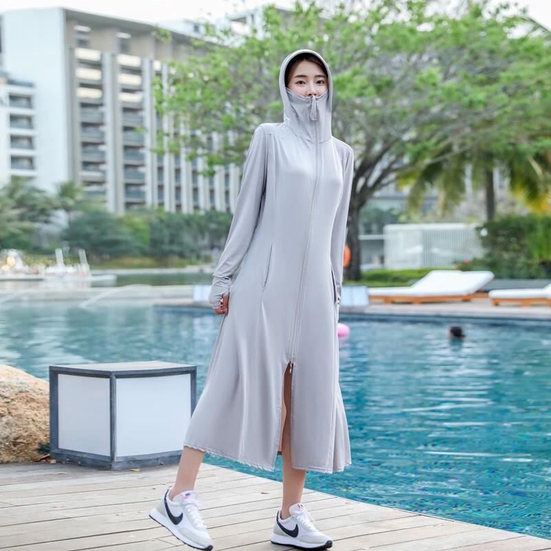 Dámský dlouhý letní kabát z ultra tenkého ledového hedvábí pro ochranu před sluncem