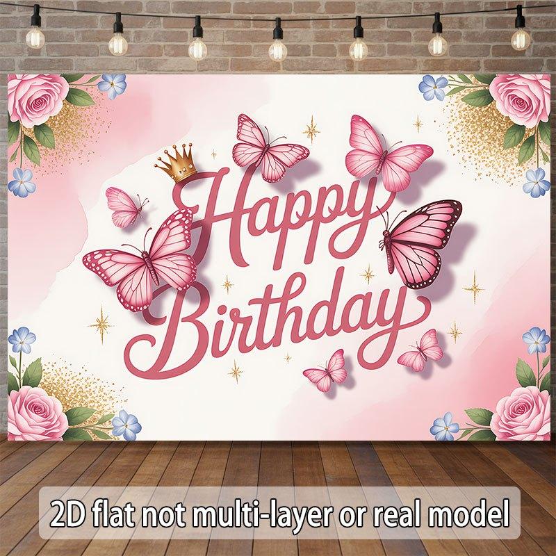 2D flat design featuring pink butterflies and roses suitable for birthdays weddings parties and coming-of-age celebrations