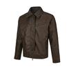 Mens Vintage Washed PU Leather Biker Jacket Loose Fit Streetwear Collar Coat