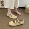Korean Version of Niche Design Sense Flat Mary Jane Shoes Small Leather Shoes 2025 Autumn and Winter French Retro Double Buckle Single Shoes Women