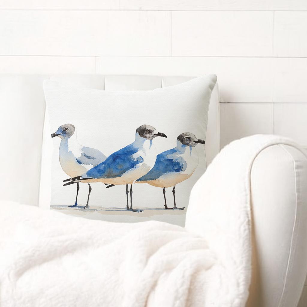 Polyester Pillow Cover Seagull Pattern Cushion Cover 2D Printed Decorative Cushion Case For Home Sofa Couch & Bedroom Pillowcase