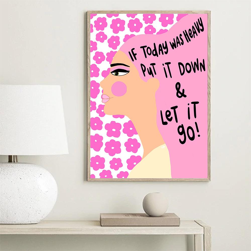 Abstract Cowboy Boots Colourful Poster Art Print Girls Gifts Pink Quote Wall Canvas Painting Cute Cat Living Room Home Decor