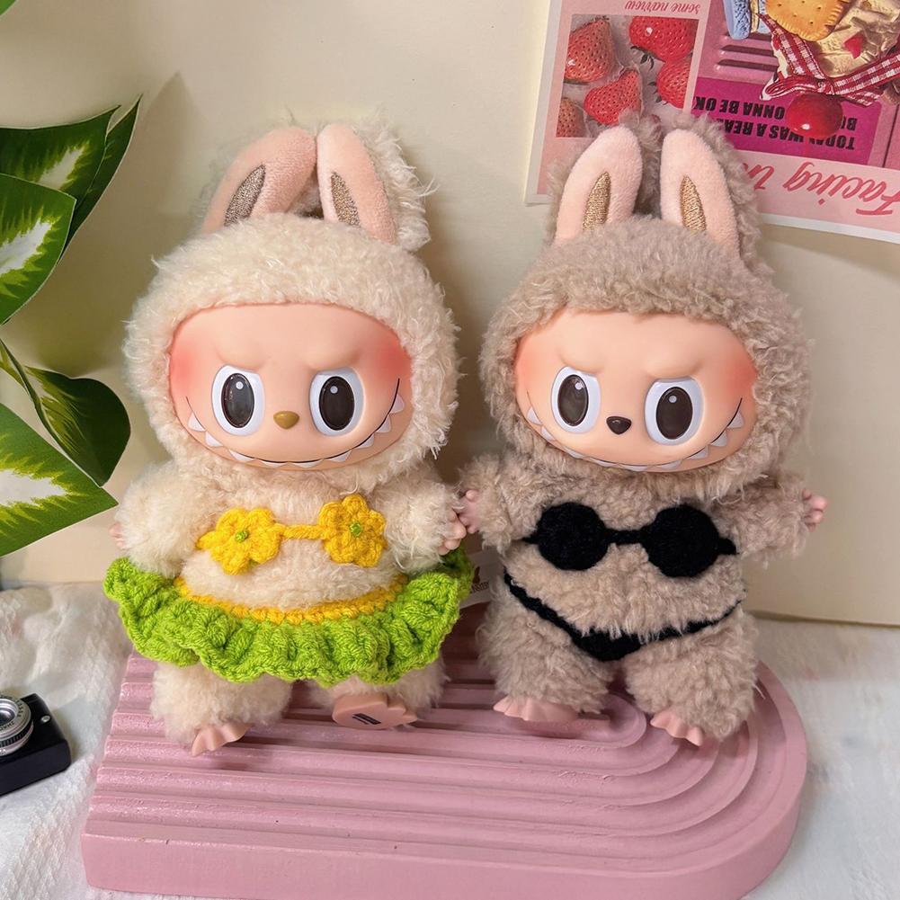 For 17cm Labubu Doll Clothes Fashion Clothes Swimwear Clothes Color Match Bikini Dolls Accessories Cute Decoration Little Cloths