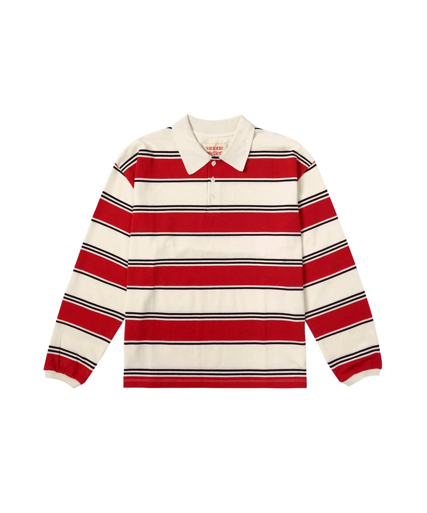 Banwonateullie A3509 Multi-Stripe Collar T-Shirt_Red