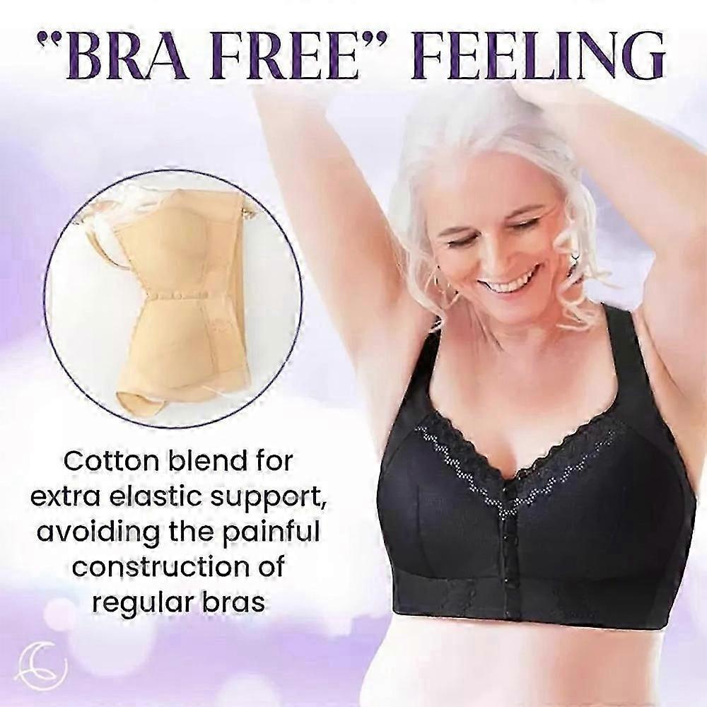 New Arrival: Soft Cotton, Light-Cup, Front-fastening Lace Wireless Bralette for Mature Women – Plus Size